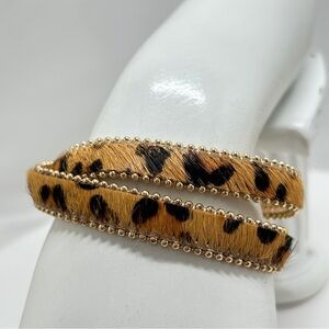 Altar’d State, Gold And Cheeah Double Band Bracelet with Beaded Border, NWT